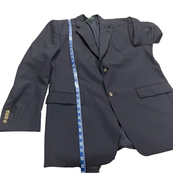 Ralph Lauren Canada Men Smoky Blue 2 Button Wool Suit Coat Blazer Sz 42L Jacket - Picture 12 of 15